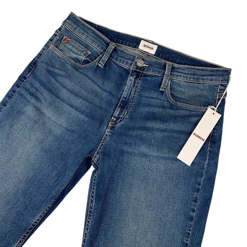 Hudson Natalie Midrise Skinny Ankle Jeans NWT Blue Raw Hem Stretch Denim Size 31